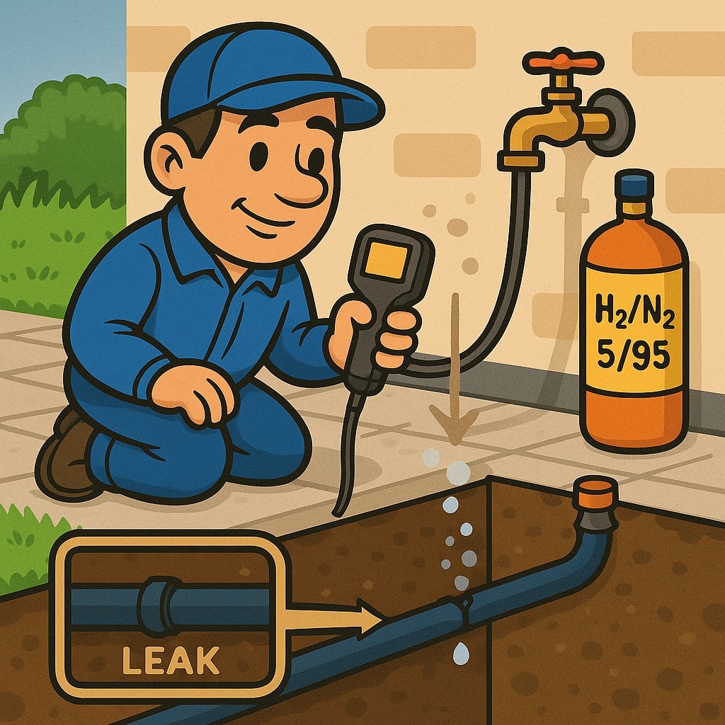 Tracer gas leak detection being performed in Port of Menteith property