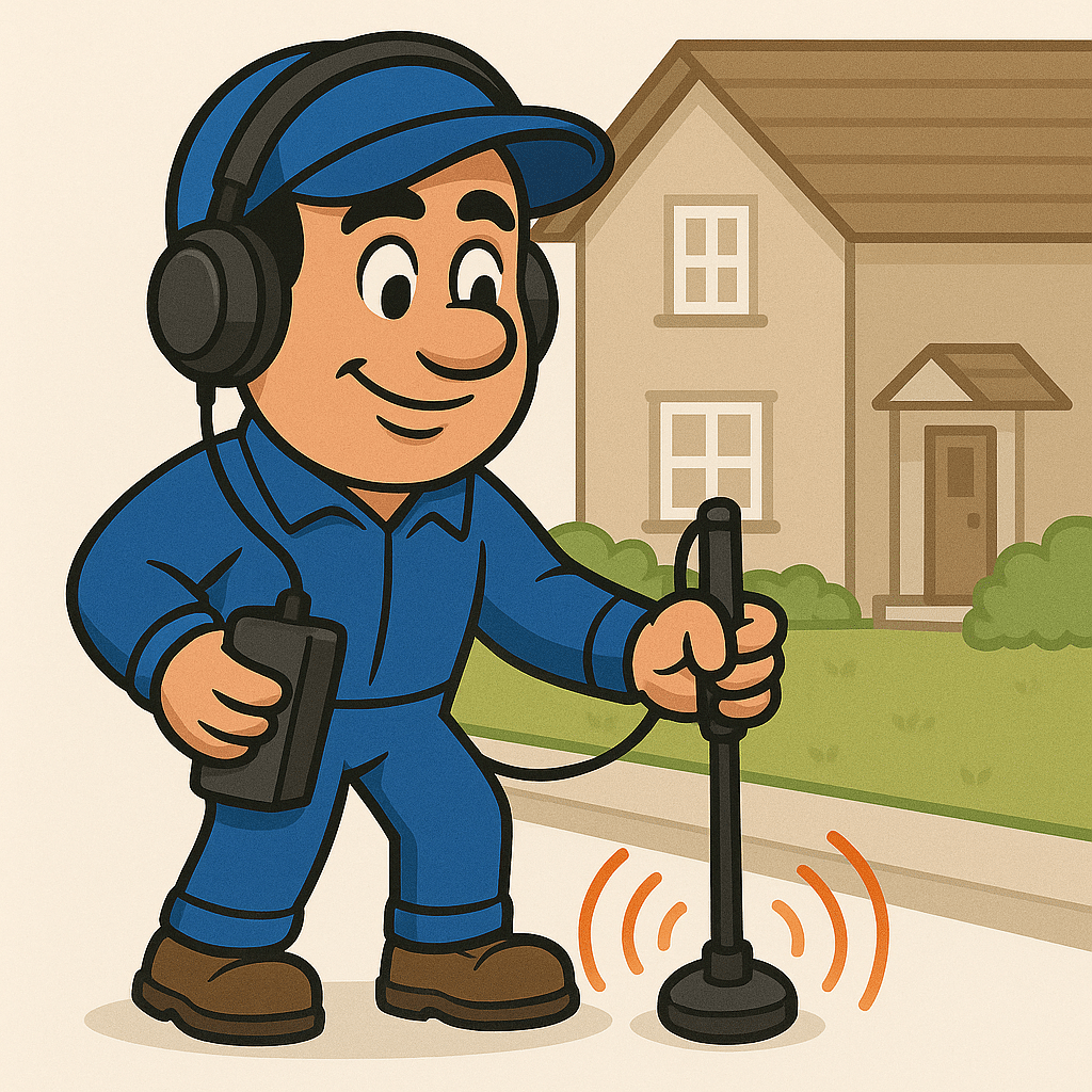 locate underground water pipes — acoustic listening driveway (Scotland Leak Detection)