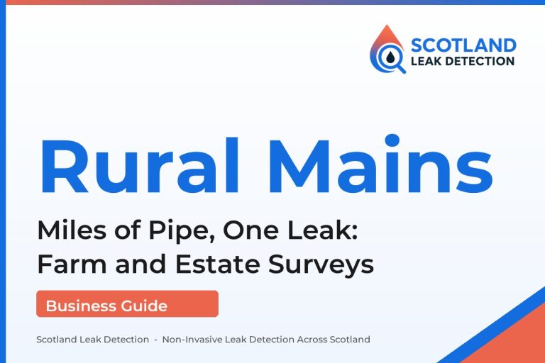 private water main leak — Miles of Pipe, One Leak: Farm and Estate Surveys (Scotland Leak Detection)